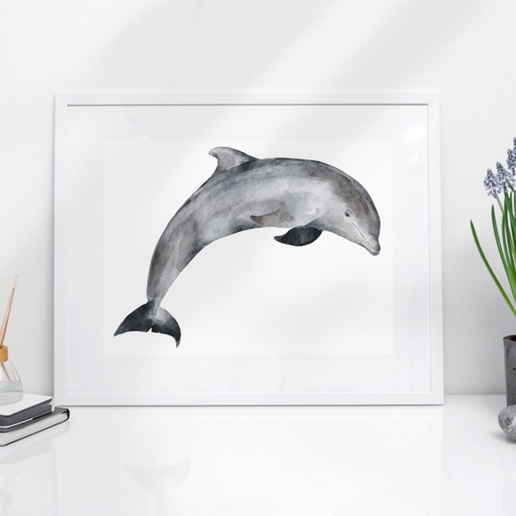 Wall Art Watercolor Dolphin Print Poster Unframed - Picture 7 of 7